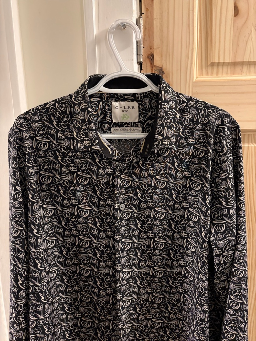 Black Floral Sketch Button-Down Shirt